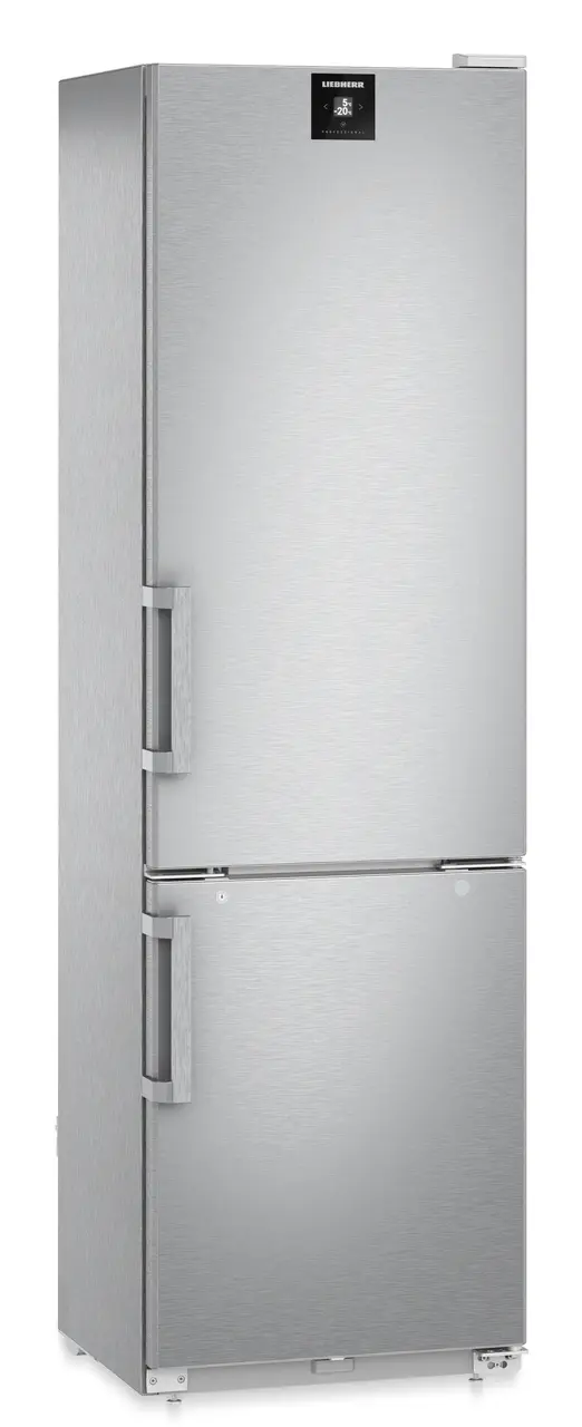 Product image, Perspective: oblique closed empty, Combined refrigerator-freezer, Casing colour: stainless steel, Door colour: stainless steel