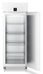 Produkt-Bild, Perspektive: gerade offen leer, Laborgefriergerät mit Umluftkühlung, Gehäusefarbe: Weiß, Türfarbe: Weiß