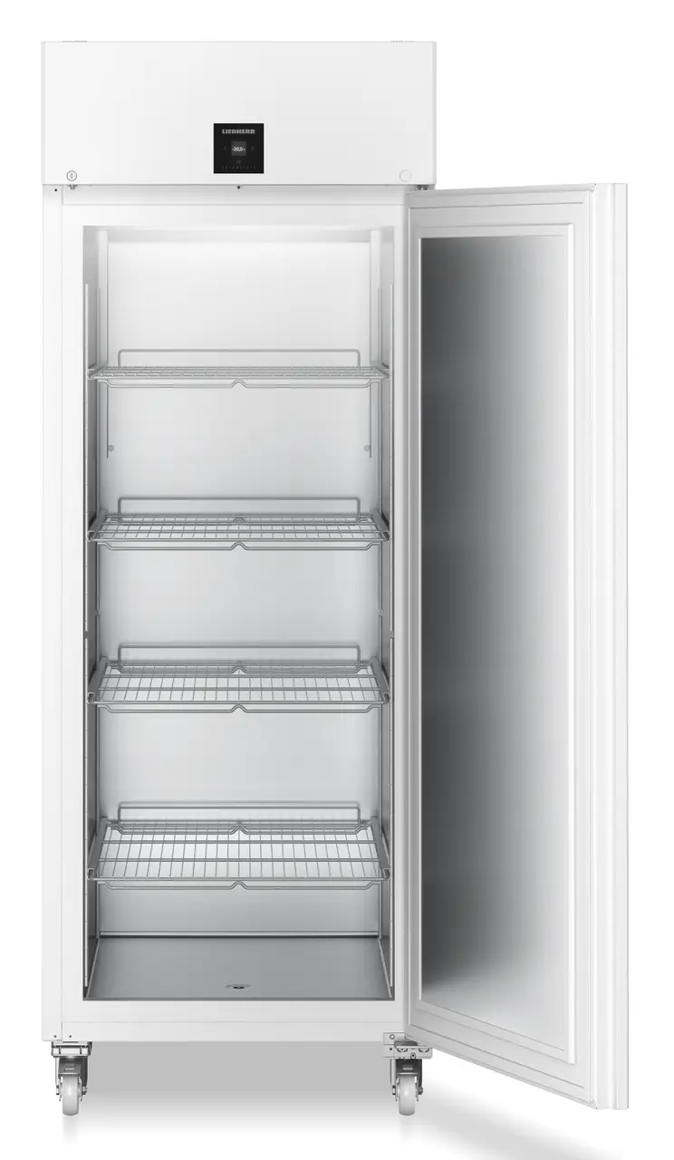 Produkt-Bild, Perspektive: gerade offen leer, Laborgefriergerät mit Umluftkühlung, Gehäusefarbe: Weiß, Türfarbe: Weiß