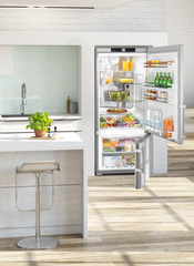 Product image, Perspective: milieu, Fridge-freezer with NoFrost, Casing colour: silver, Door colour: stainless steel