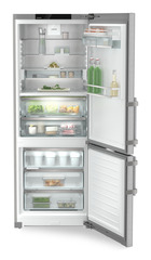 Product image, Perspective: straight open decorated, Fridge-freezer with BioFresh and NoFrost, Casing colour: silver, Door colour: stainless steel