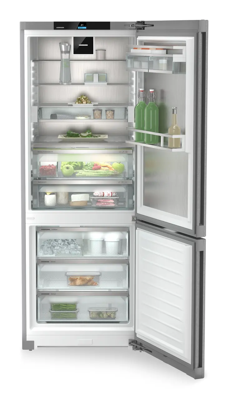 Product image, Perspective: straight open decorated, Fridge-freezer with BioFresh Professional and NoFrost, Casing colour: stainless steel, Door colour: stainless steel