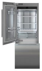 Product image, Perspective: straight open empty, Combined refrigerator-freezer with BioFresh and NoFrost for integrated use