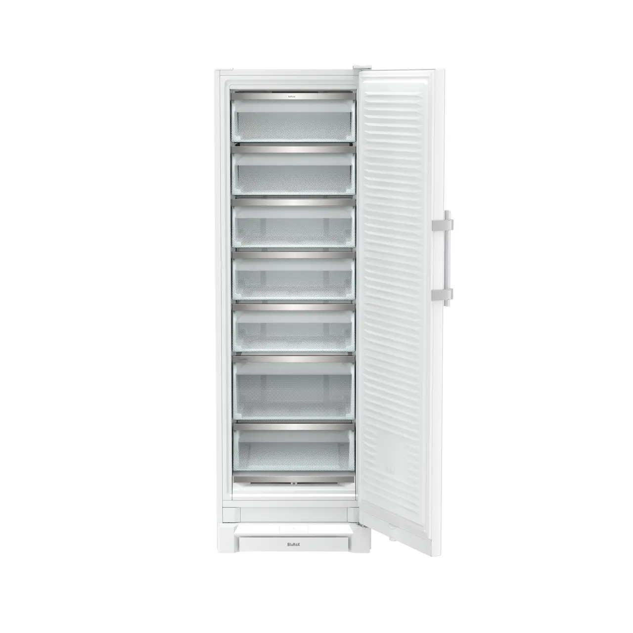 Product image, Perspective: straight open empty, Freestanding freezer with BluRoX technology and NoFrost, Casing colour: white, Door colour: white