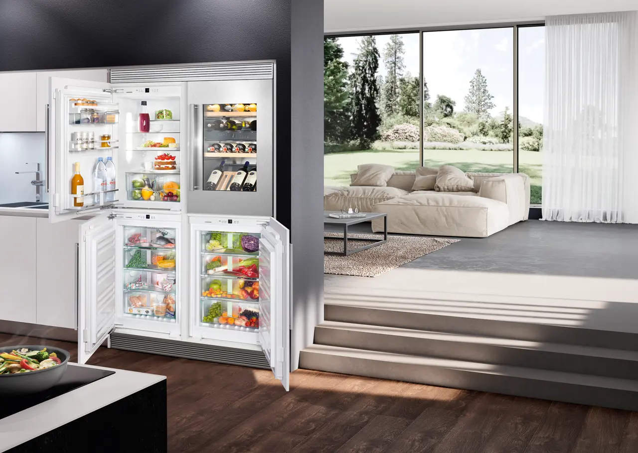 Product image, Perspective: milieu, Built-in multi-temperature wine cabinet, Casing colour: silver, Door colour: silver