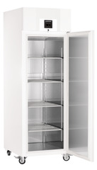 Product image, Perspective: oblique open empty, Lab refrigerator with profi electronic controller, Casing colour: white