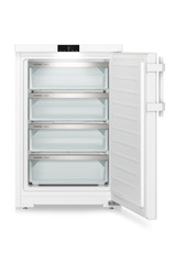 Изображение продукции, Перспектива: Прямо, с открытой дверцей, без продуктов, Малогабаритная морозильная камера с системой NoFrost, Цвет корпуса: белый, Цвет дверцы: белый