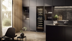 Product image, Perspective: milieu, Built-in multi-temperature wine cabinet, Casing colour: silver, Door colour: GlassBlack