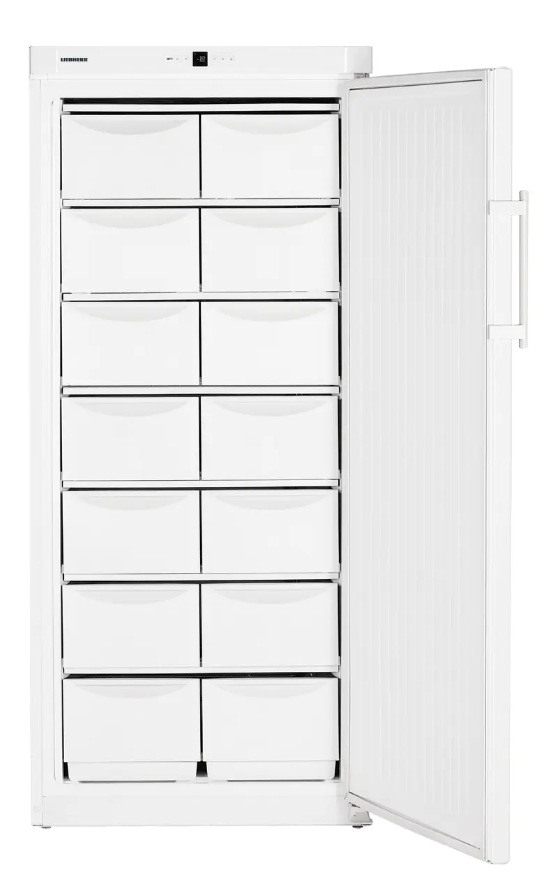 Product image, Perspective: straight open empty, Freezer with static cooling, Casing colour: white
