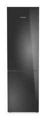 Product image, Perspective: straight closed, Combined fridge-freezers with EasyFresh and NoFrost, Casing colour: silver, Door colour: GlassBlack