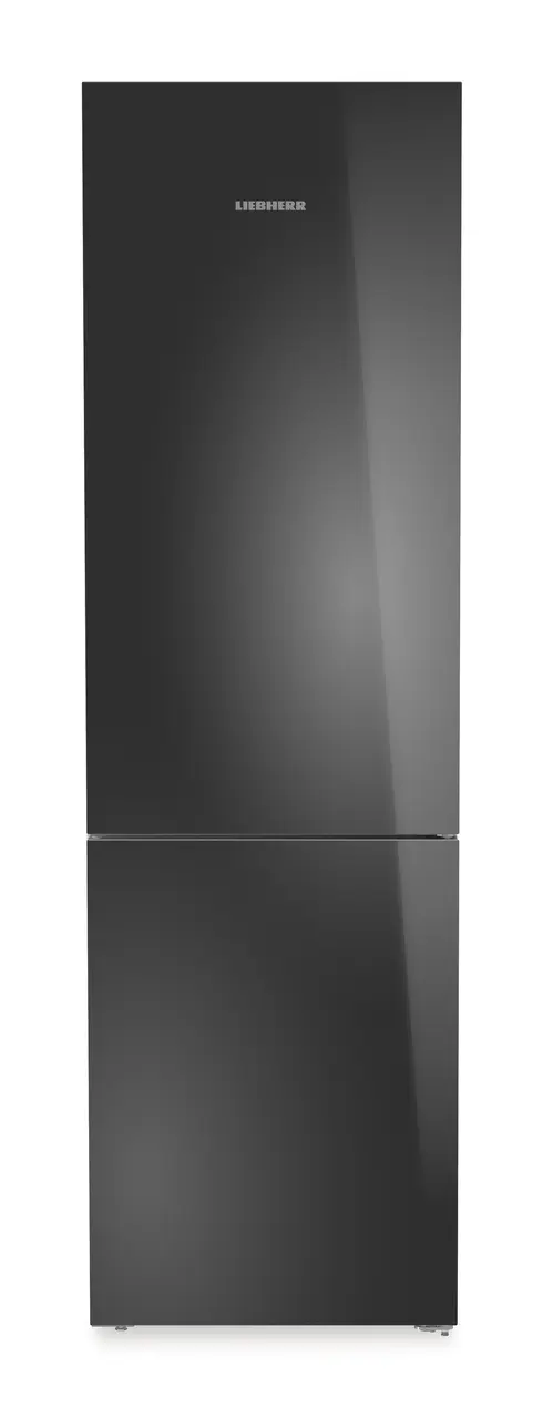 Product image, Perspective: straight closed, Combined fridge-freezers with EasyFresh and NoFrost, Casing colour: silver, Door colour: GlassBlack