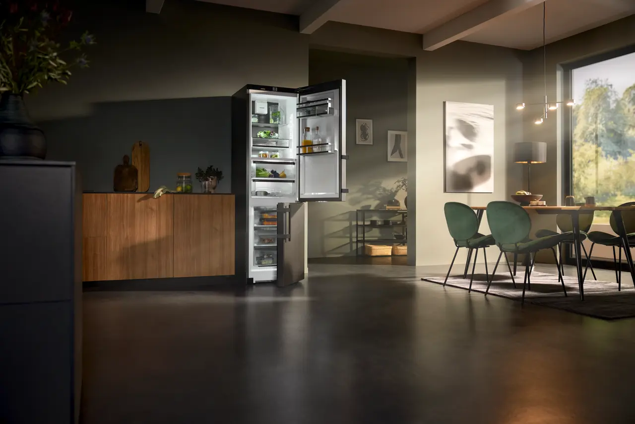 Product image, Perspective: milieu, Fridge-freezer with BioFresh and NoFrost, Casing colour: BlackSteel, Door colour: BlackSteel