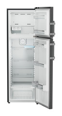 Product image, Perspective: straight open empty, Fridge-freezer with NoFrost, Casing colour: grey, Door colour: BlackSteel
