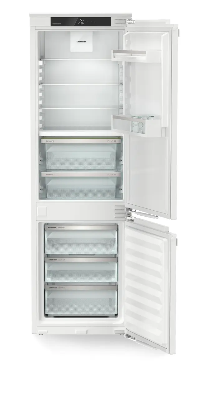 Product image, Perspective: straight open empty, Combined refrigerator-freezer with BioFresh for integrated use