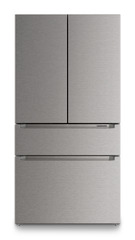 Product image, Perspective: straight closed, French Door fridge-freezer with 2 freezer drawers and IceMaker and InfinitySpring, Casing colour: silver, Door colour: stainless steel