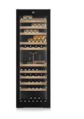 Product image, Perspective: straight closed decorated, Multi-temperature wine cabinet, Casing colour: BlackSteel, Door colour: GlassBlack