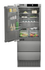 Product image, Perspective: straight open decorated, Combined refrigerator-freezer with NoFrost for integrated use, Casing colour: Anthracite