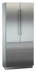 Product image, Perspective: oblique closed, Combined refrigerator-freezer with BioFresh and NoFrost for integrated use, Casing colour: grey
