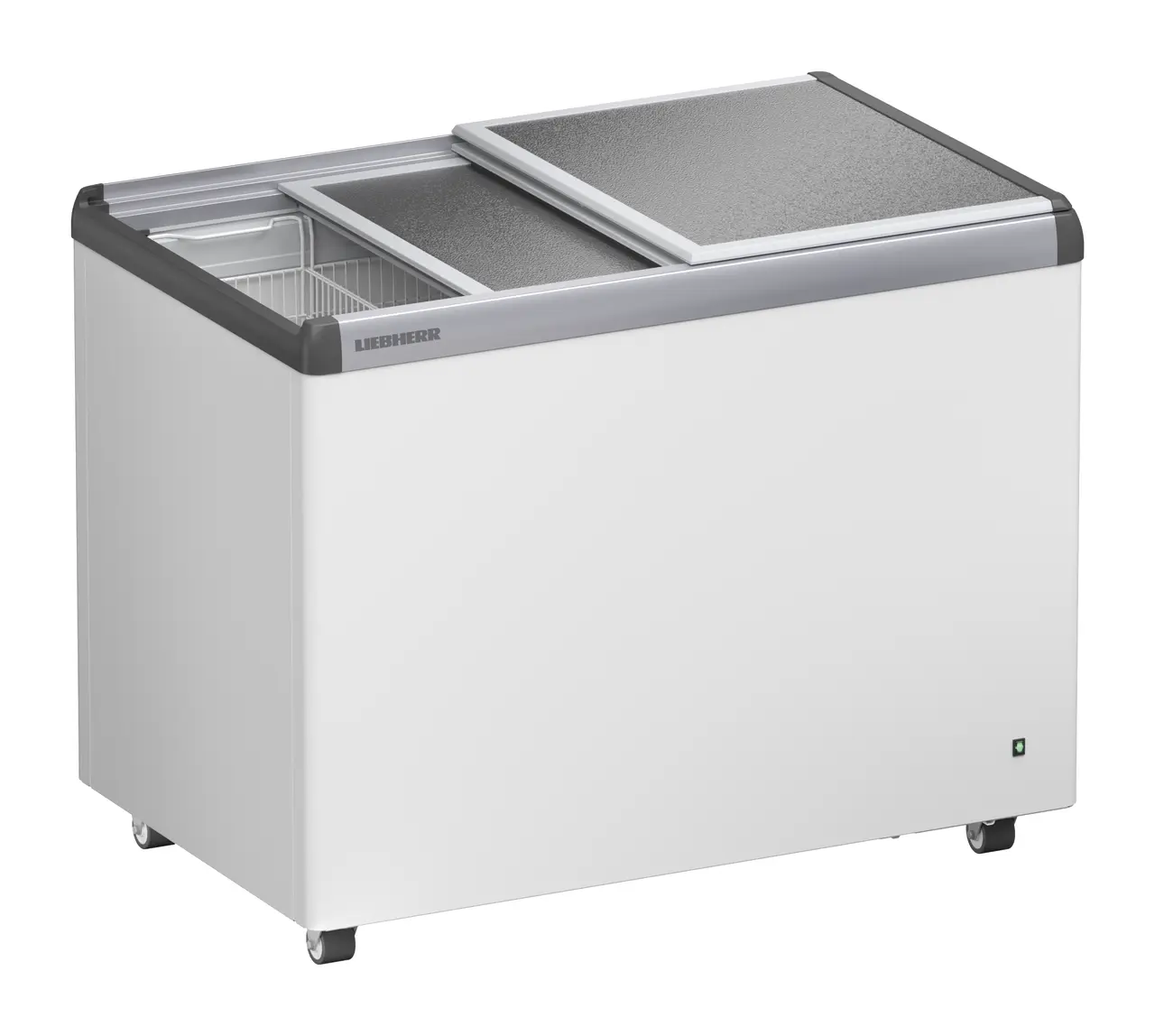 Product image, Perspective: oblique half-open empty, Ice-cream chest freezer, Casing colour: white
