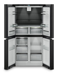 Termékkép, Perspektíva: Egyenes nyitott üres, 4 ajtós francia ajtós hűtő-fagyasztó jégkészítővel