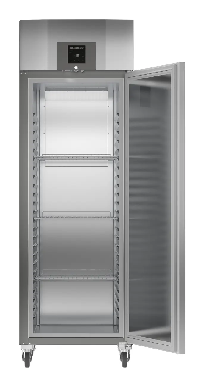 Product image, Perspective: straight open empty, Forced-air freezer GN 2/1, Casing colour: stainless steel look