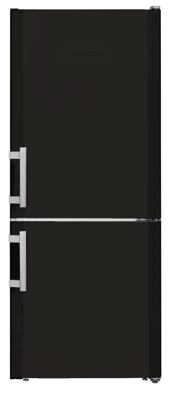 Product image, Perspective: straight closed, Automatic refrigerator-freezer with SmartFrost, Casing colour: black, Door colour: black