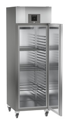 Product image, Perspective: oblique open empty, Forced-air refrigerator GN 2/1, Casing colour: stainless steel look
