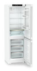 Изображение продукции, Перспектива: Под углом, с открытой дверцей, без продуктов, Комбинированный холодильник-морозильник с EasyFresh и NoFrost, Цвет корпуса: белый, Цвет дверцы: белый