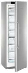 Product image, Perspective: oblique half-open empty, Freestanding freezer with NoFrost, Casing colour: stainless steel, Door colour: stainless steel