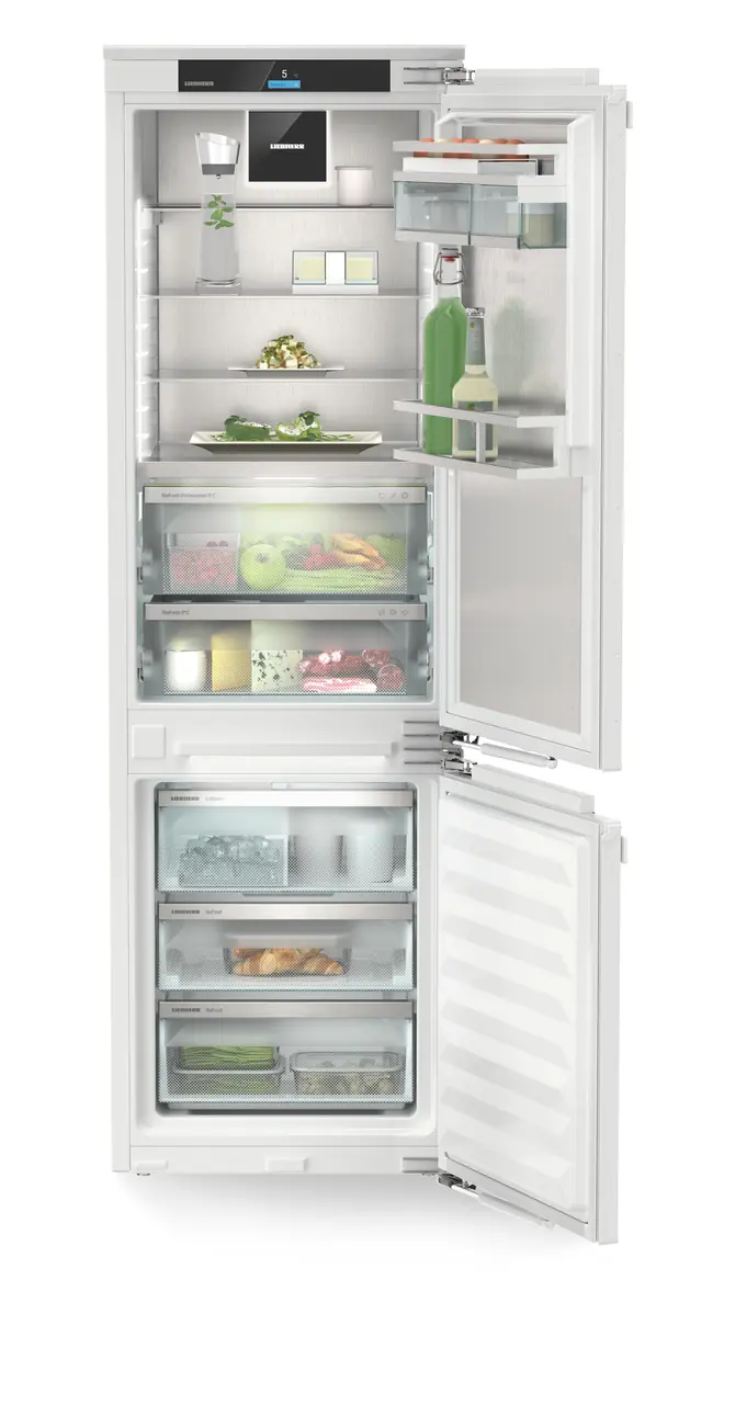 Product image, Perspective: straight open decorated, Integratable fridge-freezer with BioFresh Professional and NoFrost