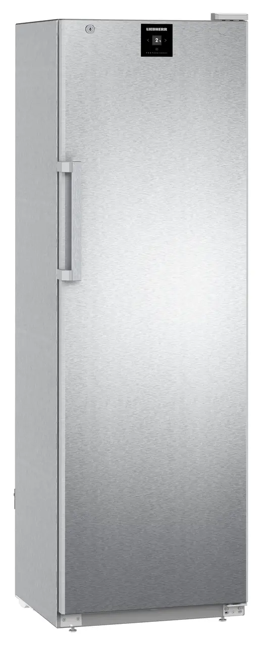 Product image, Perspective: oblique closed empty, Forced-air refrigerator, Casing colour: stainless steel, Door colour: stainless steel