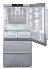Product image, Perspective: straight open empty, Fridge-freezer with NoFrost, Casing colour: stainless steel, Door colour: stainless steel
