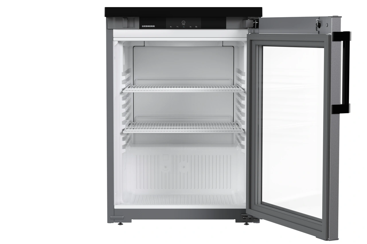 Product image, Perspective: straight open empty, Forced-air under-worktop appliance, Casing colour: grey, Door colour: stainless steel