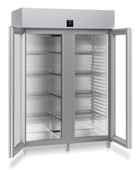 Product image, Perspective: oblique open empty, Forced-air refrigerator GN 2/1, Casing colour: stainless steel, Door colour: stainless steel