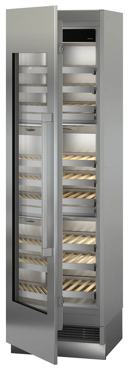 Product image, Perspective: oblique half-open empty, Built-in multi-temperature wine cabinet, Casing colour: grey