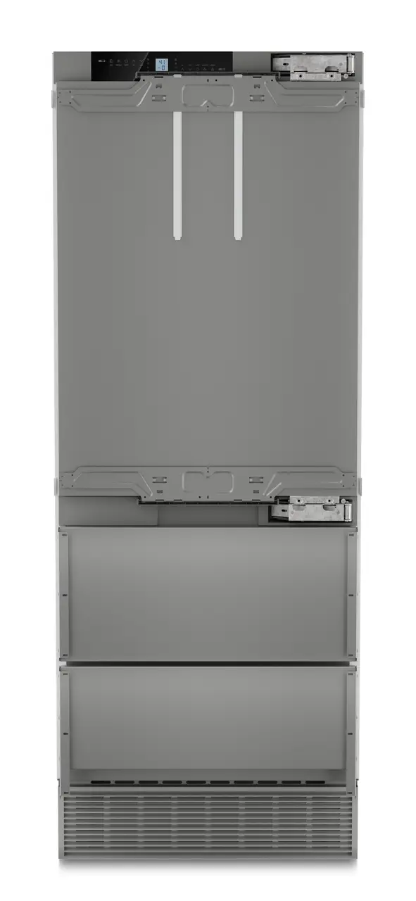 Product image, Perspective: straight closed, Combined refrigerator-freezer with NoFrost for integrated use, Casing colour: Anthracite