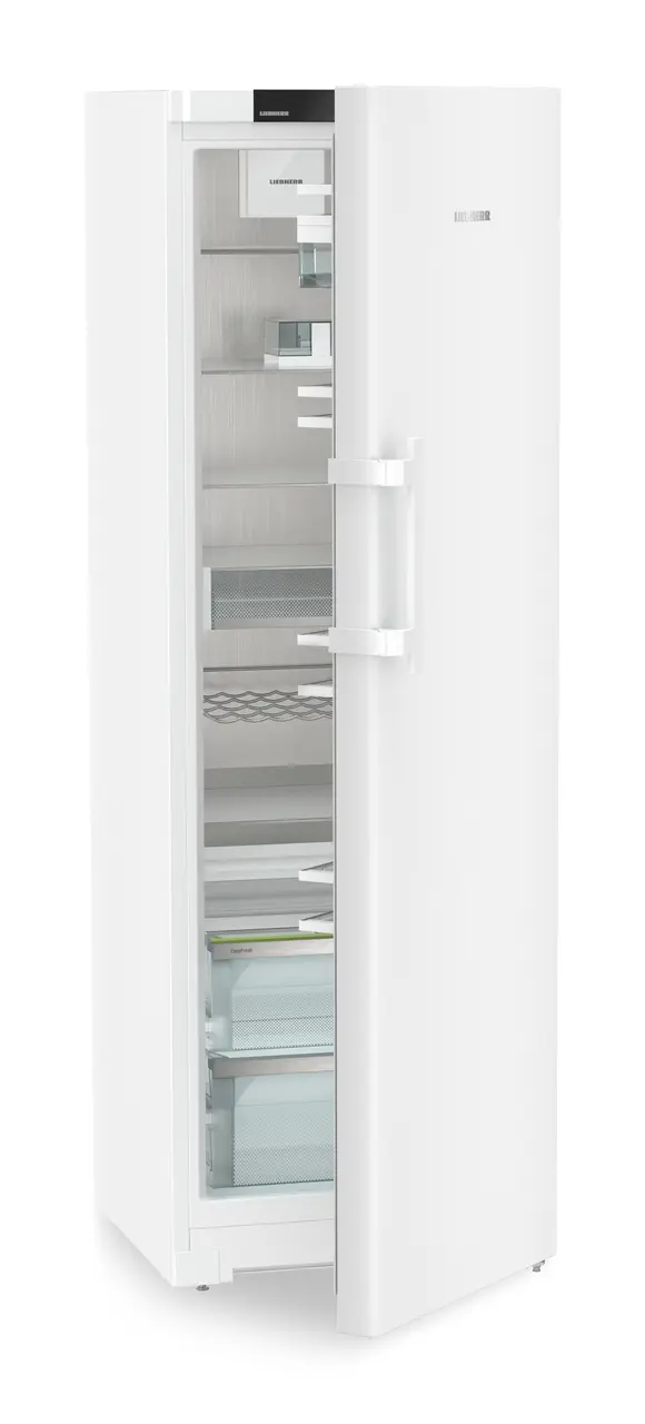 Produktbild, Perspektiv: Vinklad, halvöppen, tom, Fristående kylskåp med EasyFresh, Färg på hölje: Vit, Färg på dörr: Vit