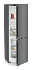 Product image, Perspective: oblique half-open decorated, Combined fridge-freezers with EasyFresh and NoFrost, Casing colour: DarkGrey, Door colour: DarkGrey