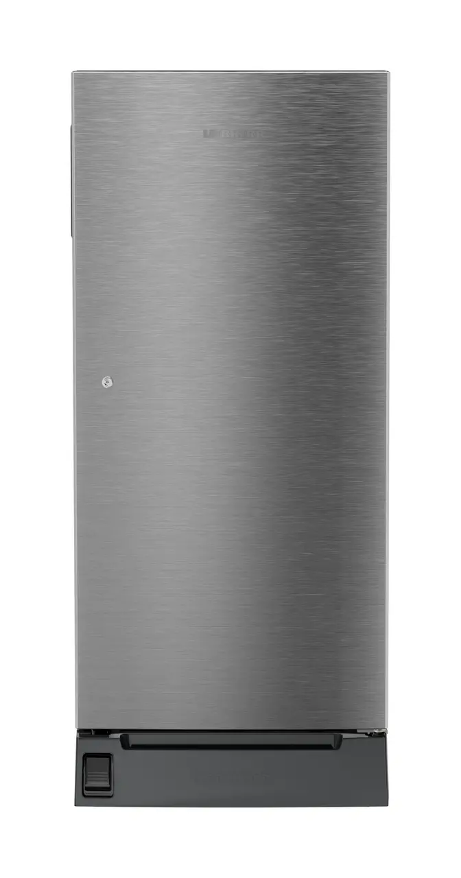 Product image, Perspective: straight closed, Single-door refrigerator 191 l in 3 star with foot pedal base drawer, Casing colour: grey, Door colour: Silver Steel