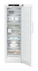 Product image, Perspective: straight open decorated, Freestanding freezer with NoFrost and EasyTwist-Ice, Casing colour: white, Door colour: white