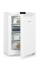 Product image, Perspective: oblique half-open decorated, Table top freezer with NoFrost, Casing colour: white, Door colour: white