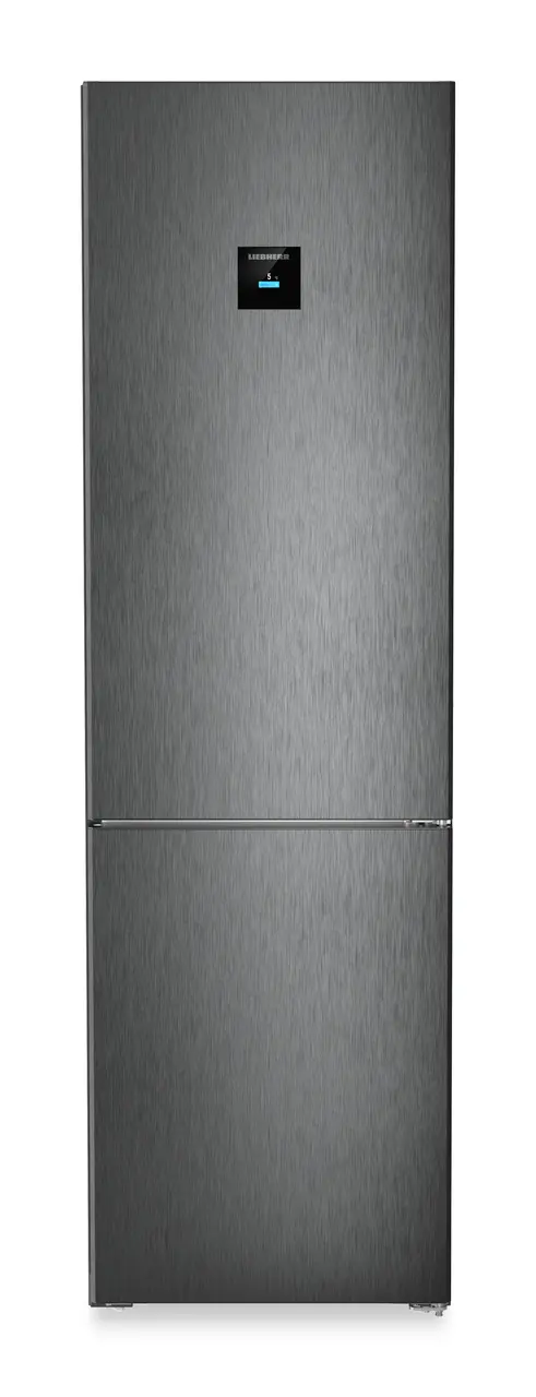 Product image, Perspective: straight closed, Combined fridge-freezers with EasyFresh and NoFrost, Casing colour: black, Door colour: BlackSteel