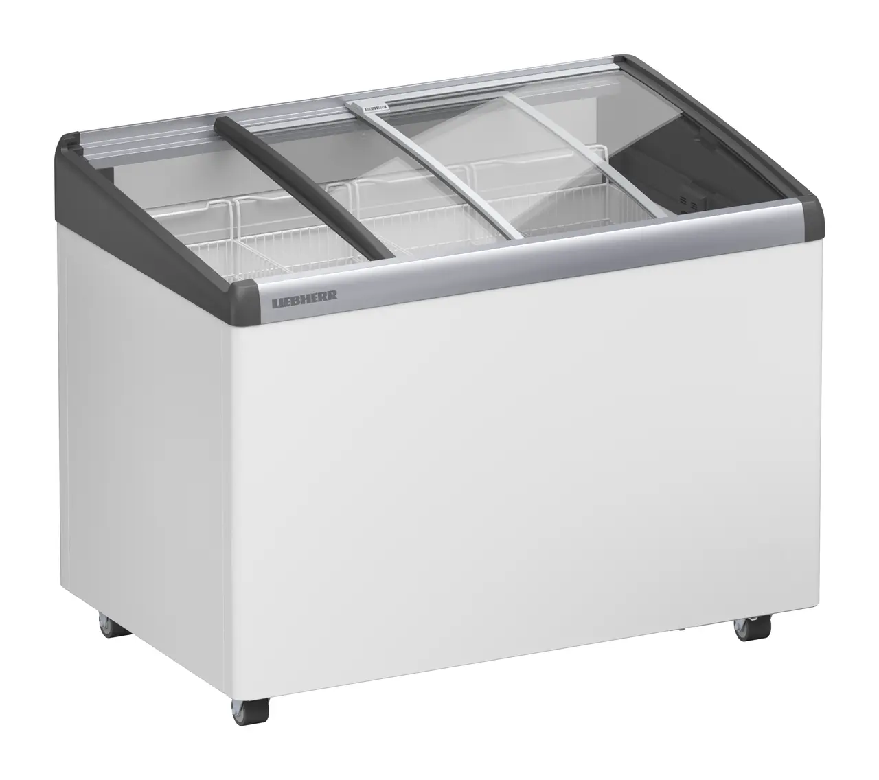 Product image, Perspective: oblique half-open empty, Ice-cream chest freezer, Casing colour: white