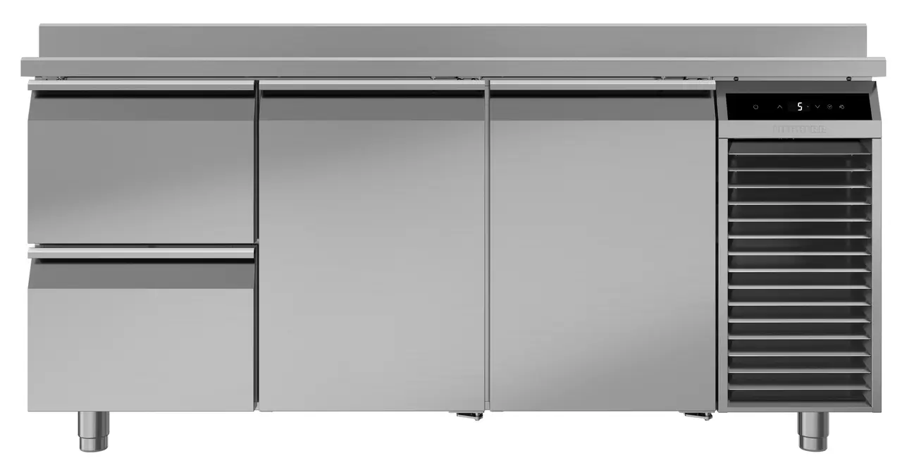 Product image, Perspective: straight closed, Cooling counter with dynamic cooling, Casing colour: stainless steel, Door colour: stainless steel