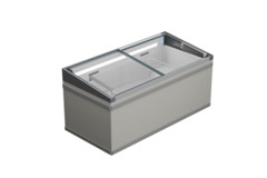 Изображение на продукта, Перспектива: Странично, затворен, Хладилна и фризерна ракла за супермаркет, Цвят на корпуса: сив