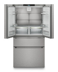 Produkt-Bild, Perspektive: gerade offen leer, French-Door-Kühl-Gefrierkombination mit 2 Gefrierschubladen mit IceMaker, Gehäusefarbe: Silver, Türfarbe: Edelstahl