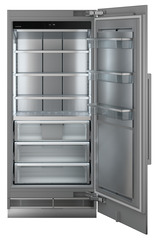 Produkt-Bild, Perspektive: gerade offen leer, Integrierbarer Gefrierschrank mit NoFrost, Gehäusefarbe: Grau