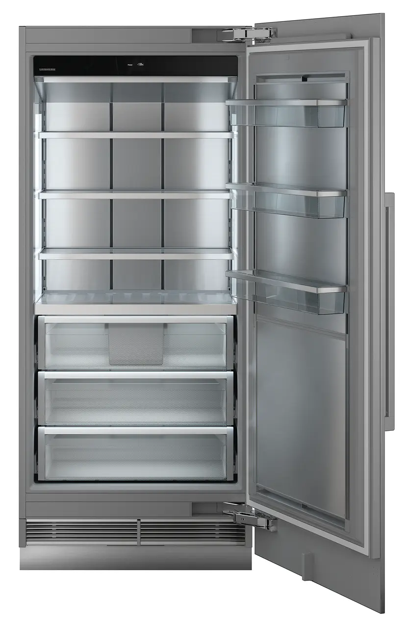 Produkt-Bild, Perspektive: gerade offen leer, Integrierbarer Gefrierschrank mit NoFrost, Gehäusefarbe: Grau