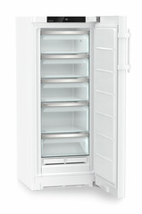 Product image, Perspective: oblique open empty, Freestanding freezer with NoFrost, Casing colour: white, Door colour: white