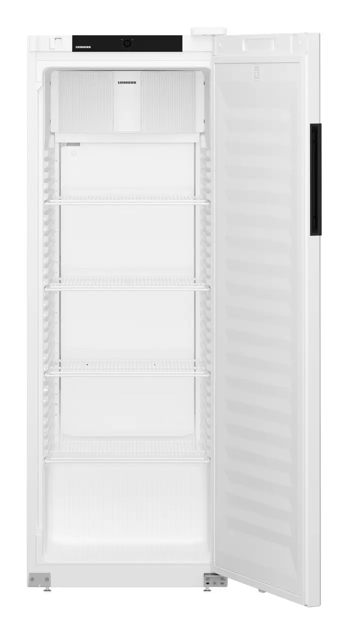 Изображение на продукта, Перспектива: Отпред, отворен, празен, Хладилник с динамично охлаждане, Цвят на корпуса: сив, Цвят на вратата: бял